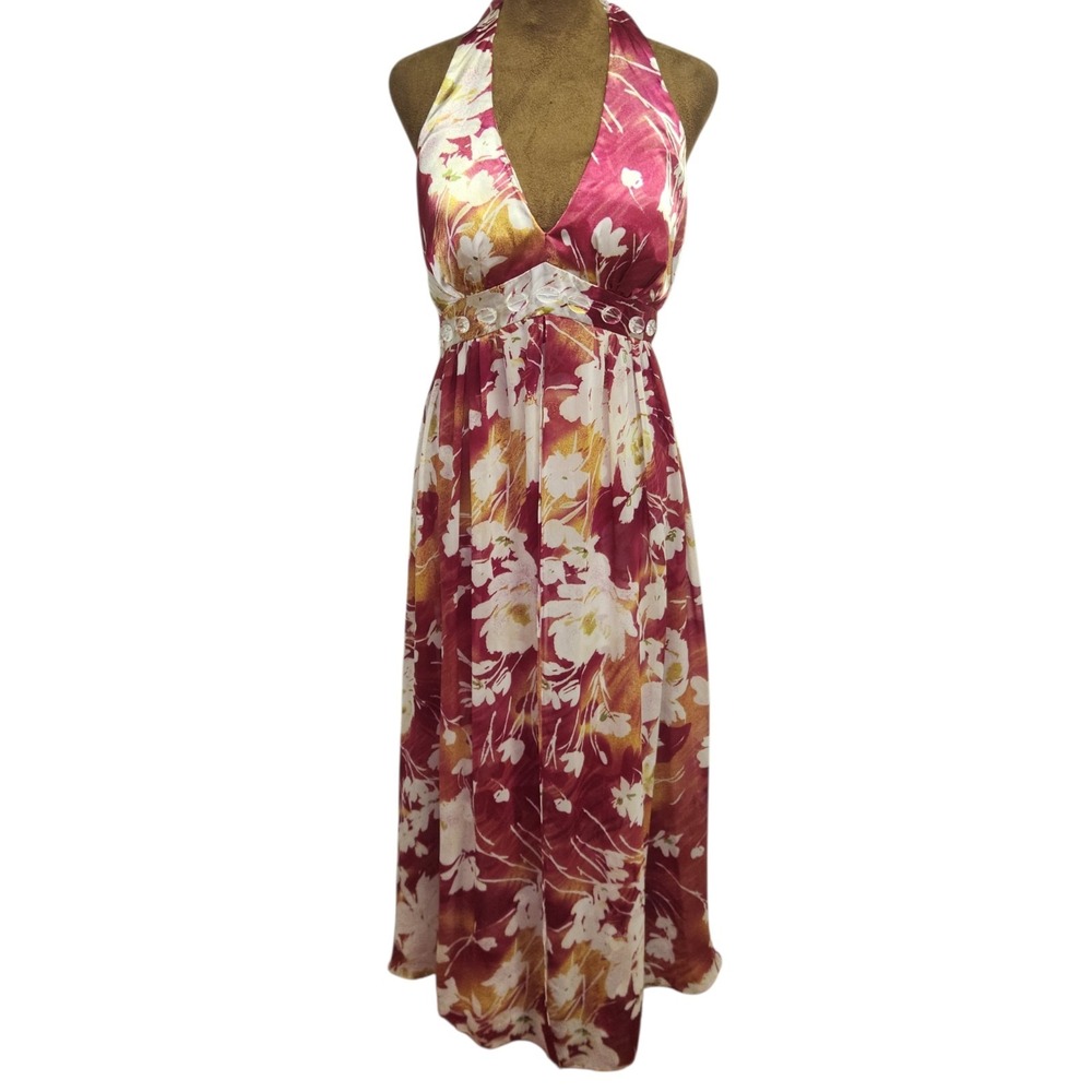 Studio 1940  Satin Halter‎ Prom Dress Size 10  Y2K Formal Gown Layered Maxi